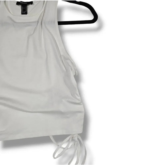 Forever 21 Women’s White Lace-Up Side Ruched Stretch Tank Top - Size Medium - Picture 2 of 7